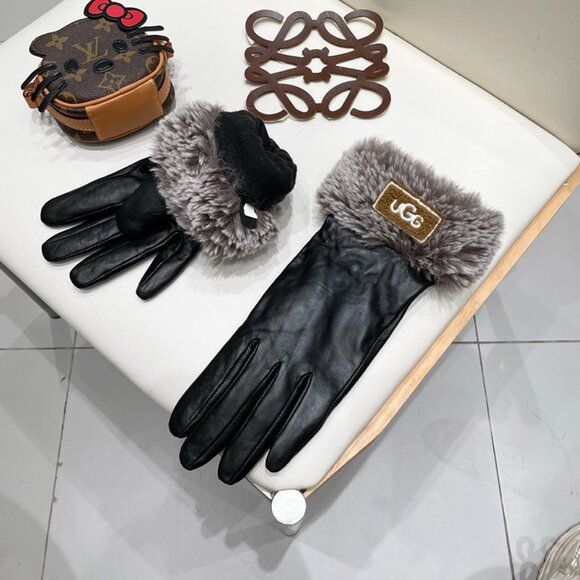 UGG Genuine Sherling Trim Leather Gloves - Picture 3 of 8
